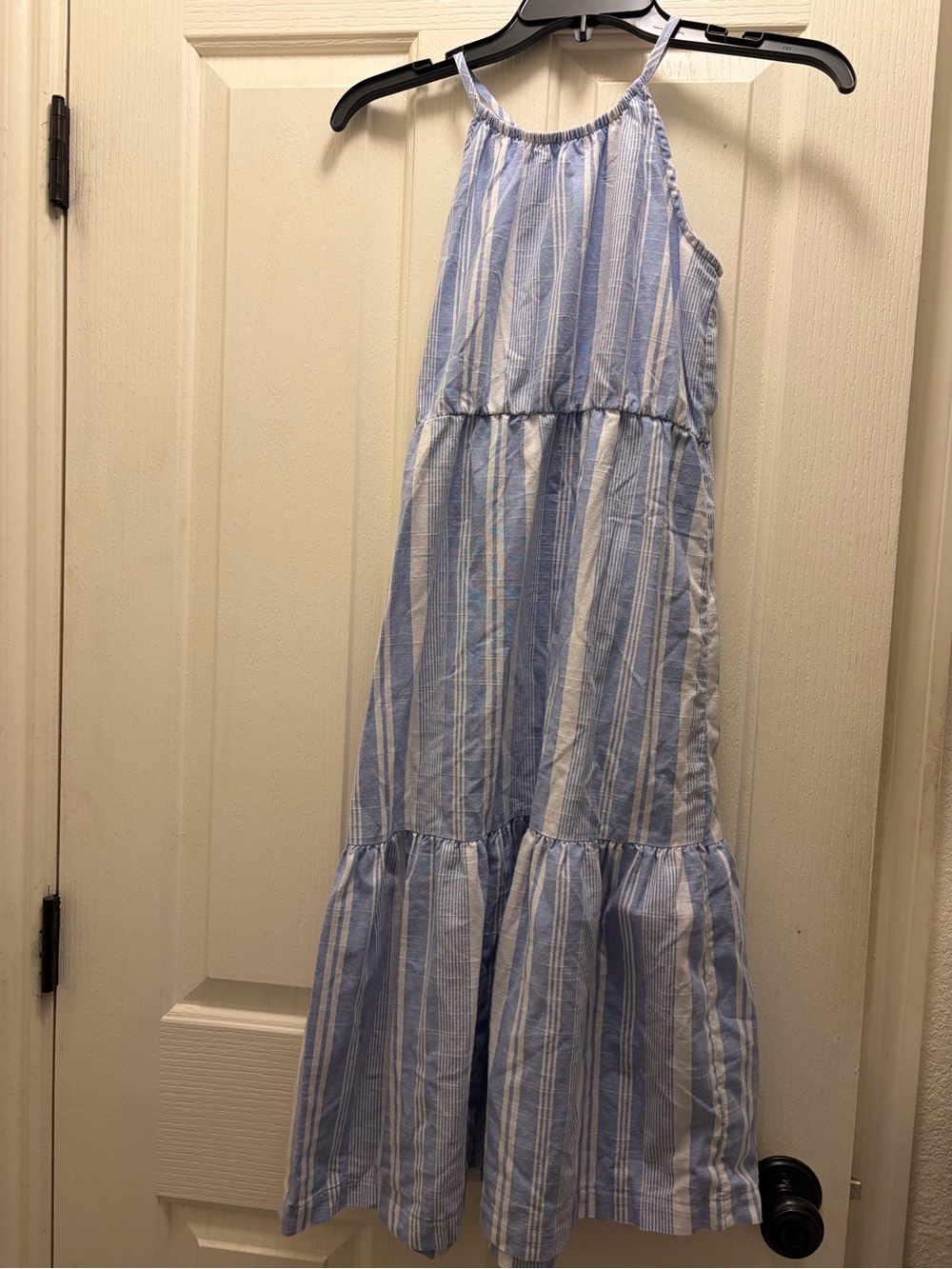 Girls wonder nation Light Blue and White Striped Halter Maxi Dress